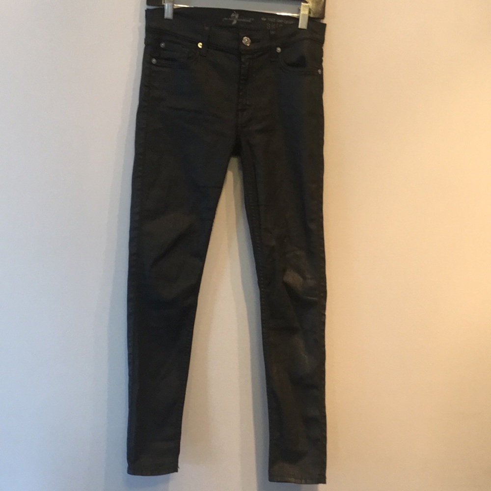 7 for all mankind black mid rise skinny jeans
